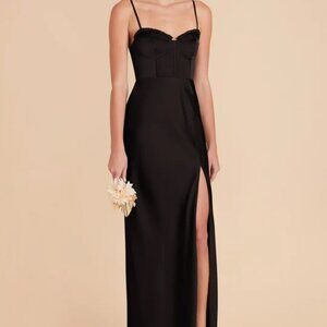 Birdy Grey Jessica Black Matte Satin Bridesmaid Dress